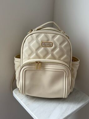 Itzy Ritzy Mini Plus Diaper Bag - Milk and Honey cream quilted faux leather